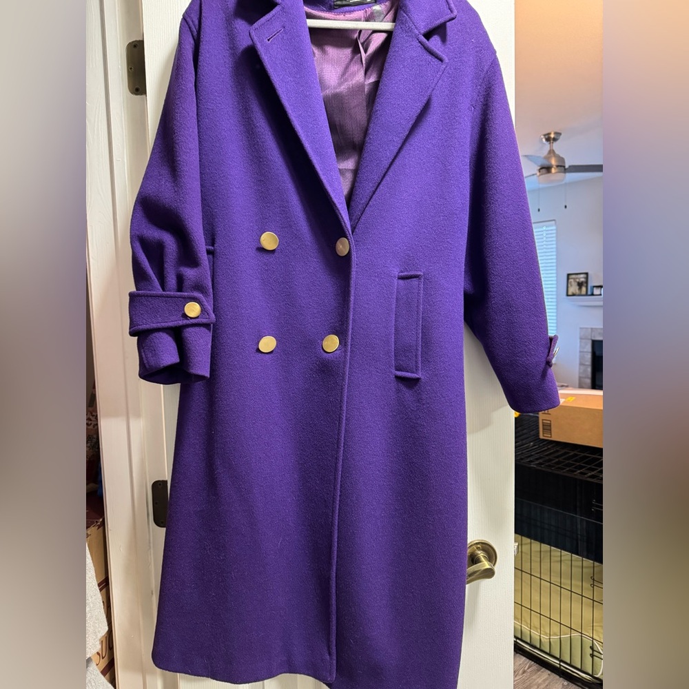 Vintage Portrait 100% Wool Purple Women's Coat - Picture 6 of 15